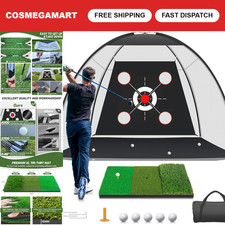 Golf Practice Net with Mat 10x7FT - Backyard Driving Chipping Aid, Swing Train