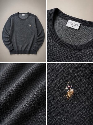 Us Polo Assn Herren Pullover Größe M Baumwolle Grau Longsleve Pullover Top