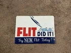 Vintage FLIT ESSO DID IT Insect Metal Advertising Sign From a Shelf
