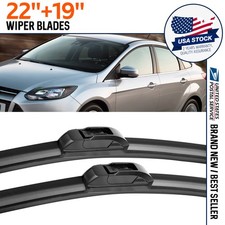 22" & 19" Pair Windshield Wiper Blades J-hook Quality Bracketless Frameless