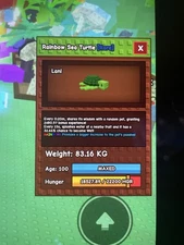 Huge Rainbow Sea Turtle 83KG Lvl 100 :20 CD With Toy 🍅Grow A Garden🍅