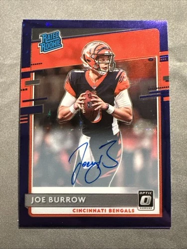 2020 Donruss Optic Joe Burrow Rated Rookie /50 Purple Stars Auto NFL CIN Bengals