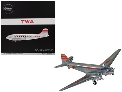 Douglas DC-3 TWA NC1943 Polished Metal Red Stripes Gemini 200 1/200 GeminiJets