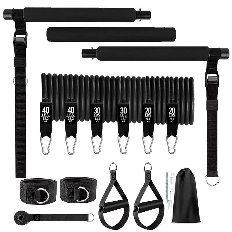 Kit de barra de pilates portátil barra de ejercicio con 6 bandas de resistencia gimnasio en casa fitness