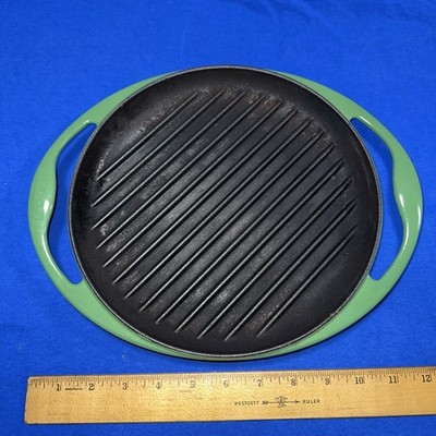 Le Creuset grill pan Green France Side Handles #26 Used