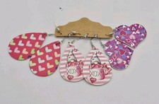 Valentine Gnome Heart Faux Leather Dangle Earrings Double Sided Love