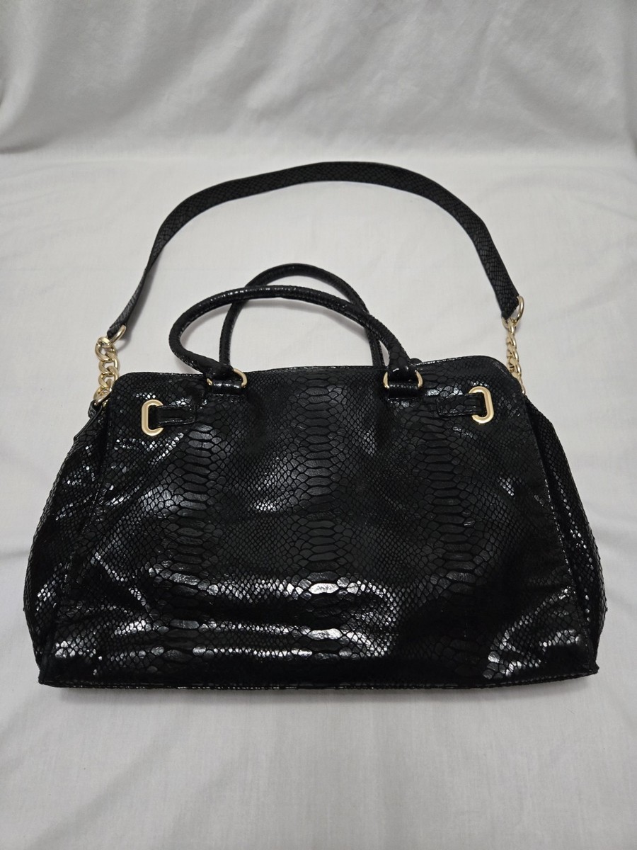 MICHAEL Michael Kors Black Python Effect Suede East West Hamilton Handbag View 6