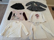 Lot Of 6 Toddler Girl Clothes, Long Sleeves Tops, Short, Dress, Sweater - 4/5 T