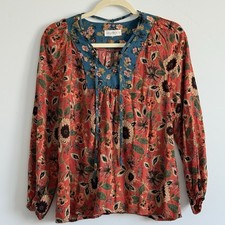 Natural Life Blouse Top Garden Boho Women Small Floral Hippie Beachy