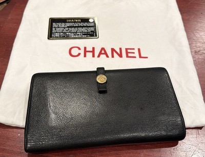 Preloved Chanel Black Leather Timeless Continental Wallet Great Condition 7 1/2 