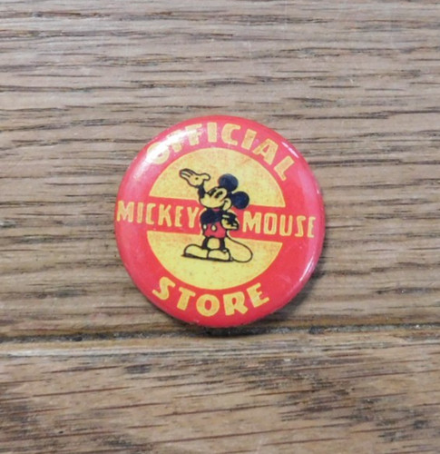 Mickey Mouse Official Store Pin Back Button Walt Disney 1937 Kay Kamen Ltd Nice