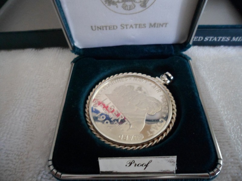 1994 WOMEN IN MILITARY 90% SILVER DOLLAR IN STERLING BEZEL (925) NO COA