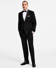  395 NEW NAUTICA Mens 46L Solid Black 2 Piece Tuxedo Suit With Dress Pants 41x33