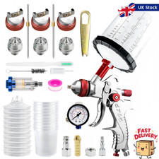 HVLP Spray Gun Kit Gravity Feed Car Primer Paint 1.4mm 1.7mm 2.0mm Nozzle 650cc