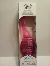 Wet Brush Shower Hair Detangler Curve Hanging Handle Pink Glitter New