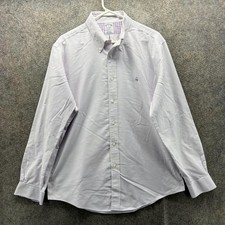 Brooks Brothers Dress Shirt Mens Large Purple Stripe Regent Non Iron Supima