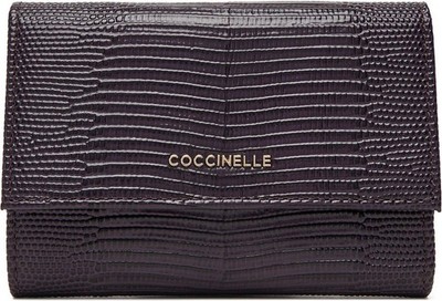 Coccinelle Lizard Effect Leather Metallic Medium Size Wallet in Prune 