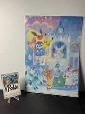 Pokemon Center Snowseason 2016 A4 Clear File Pikachu Eevee Glaceon Holographic