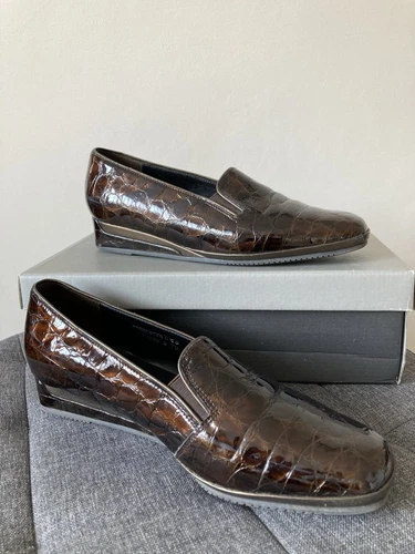 VANS Van Dal Rochester II bronzo antico brevetto Croc UK 5D zeppa ottime condizioni in scatola