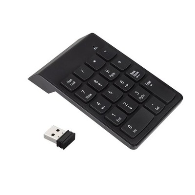 Compact Wireless 18-Key Numeric Keypad W/2.4G USB Receiver 33ft Working Range