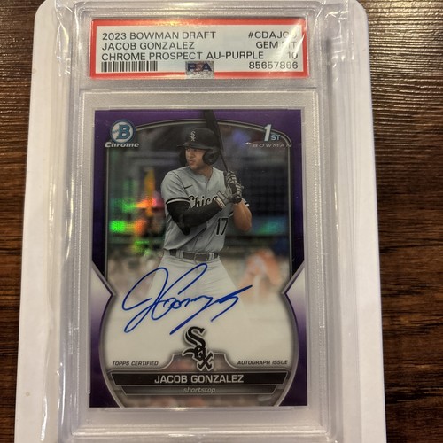 2023 Bowman 1st Chrome Purple Refractor Jacob Gonzalez /250 Rookie Auto PSA 10