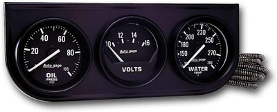 AUTO METER 2397 Autogage Black Console Oil/Volt/Water Gauge,2.3125 in., Black di