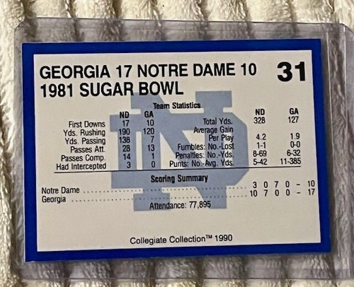 1990 Collegiate Collection-Notre Dame Football 12-Card Pack: Parseghian, Montana - Picture 8 of 9