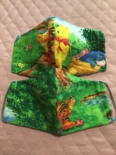 Winnie The Pooh Kids 3-6 Years Handmade Face Mask Washable Reusable - Lot Of 2