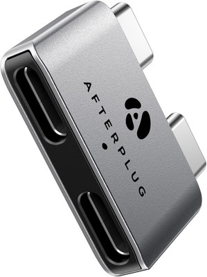 Afterplug Dual USB C Extender for Macbook with Case, 2-Port Pass Through Adapter