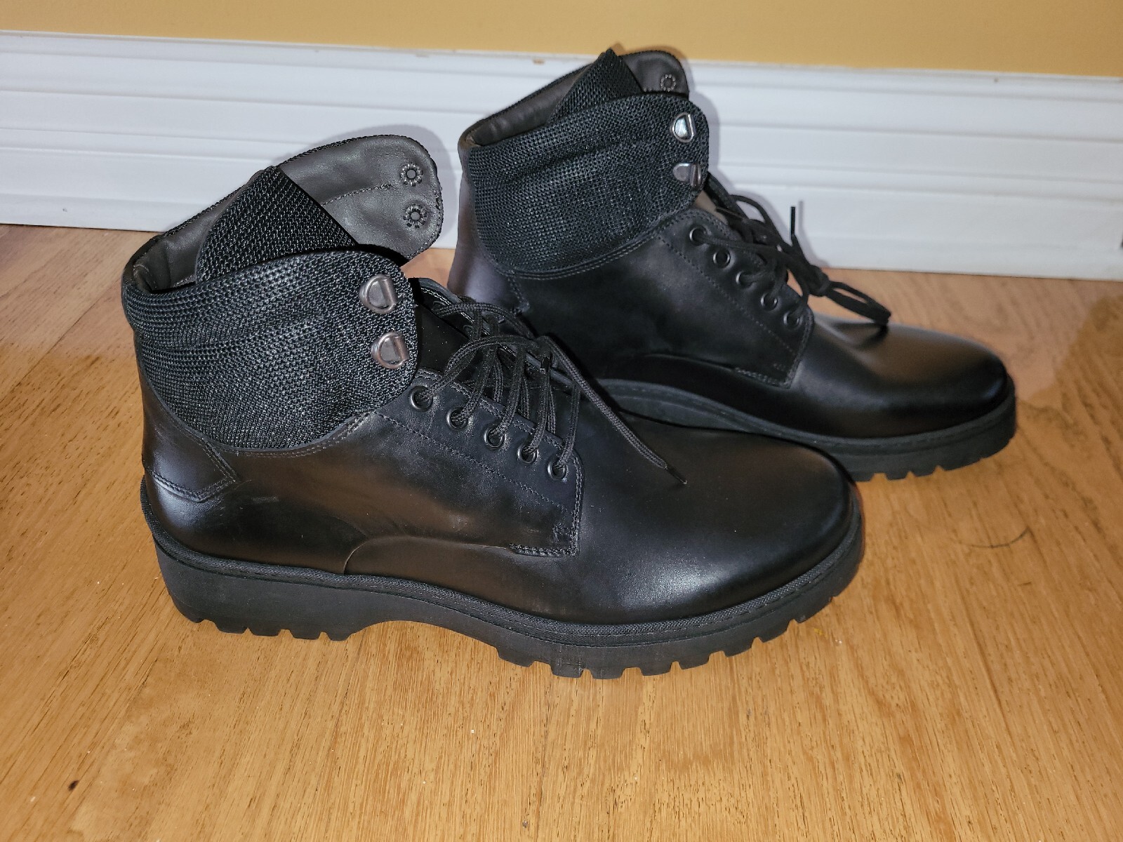 SAOLA Stivali derby stringati neri Bruno Magli Val in pelle taglia 11 5