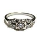 14k white gold .30ct VS1 I round diamond cluster ring 3.7g womens vintage 8 — photo 1