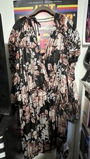 ASOS Curve Satin Stripe Blouson Mini Dress Black Foral UK 28/US 24