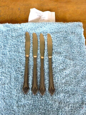 4-Stanley Roberts DREAM ROSE Stainless Steel 8-1/2'' Dinner Knives VGUC