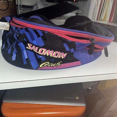 Vintage 80s Salomon Club Ski Fanny Pack Waist Pack Purple Pink Retro