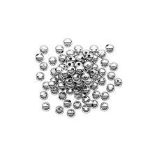 Bead, 144 Silver Plated Brass 2.4mm Round Smooth Beads with 0.5mm Hole
