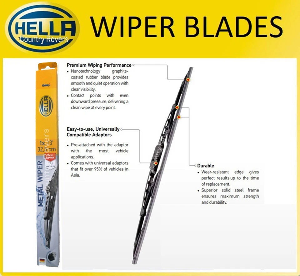 HYUNDAI TUCSON WIPER BLADES 2004 TO 2010 HELLA QUALITY BRAND 24 & 15 inch - Imagem 3 de 4