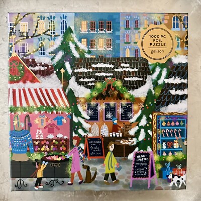 Galison Puzzle  Merry Market  1,000 pc Joy LaForme Foil Christmas Puzzle - NEW