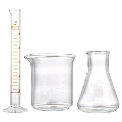 3 Pcs Destillation Glaswaren Becher Und Glaskolben Set Labor Glaskolben