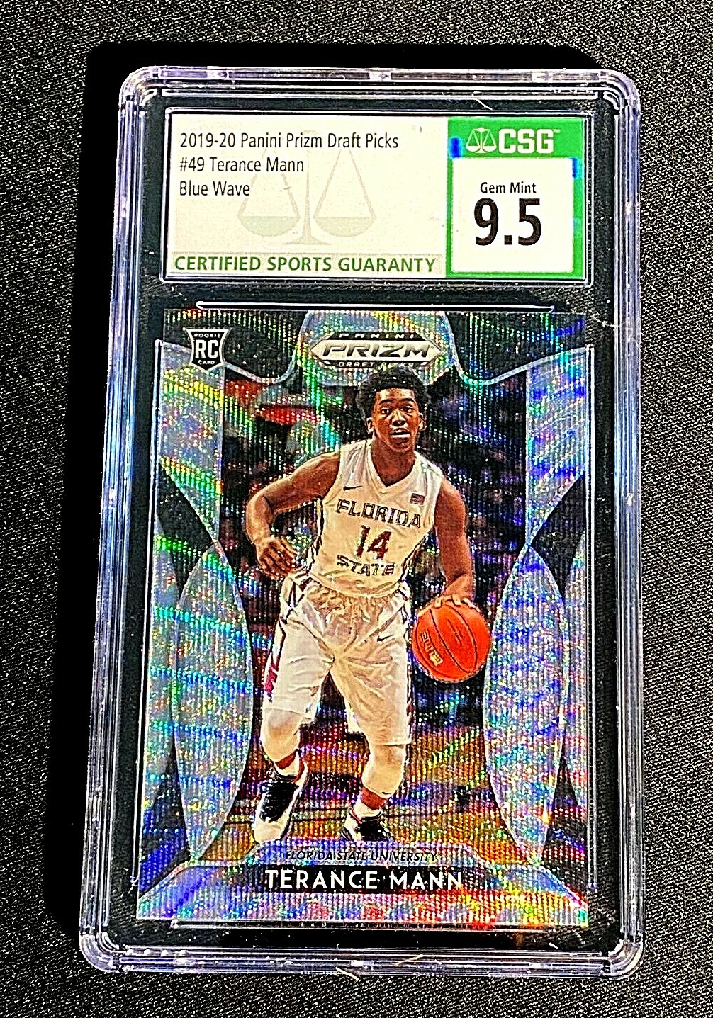 2019 CSG 9.5 Prizm Draft Picks Blue Wave /299 Terance Mann #49 Rookie RC G2355