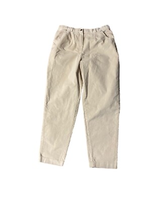 Vintage Jantzen Women’s Cream Ivory Corduroy Pants Size 14 Pockets Stretch 