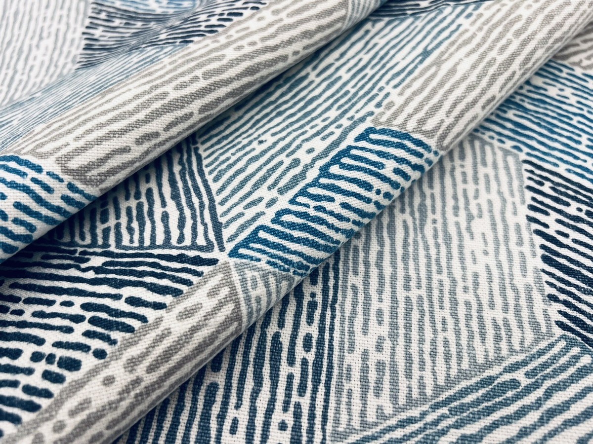 Romo Interlocking Geometric Print Fabric- Escher Multi / Pacific