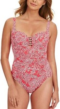 Swim Solutions Beaded Bust Ruched Control Maillot Swimsuit, Size16, 99 NWT