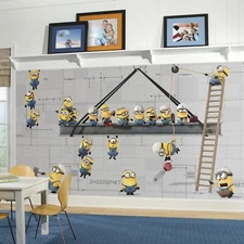 RoomMates JL1329M Minions at Work Water Activated Removable Wall Mural-10.5 x...