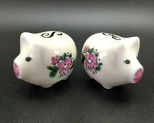 VTG Stada Pig Salt & Pepper Shakers Pink Floral