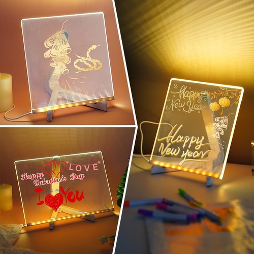 LED Message Note Board with Colors, Acrylic Dry Erase Board Pens with 7 E3Z3
