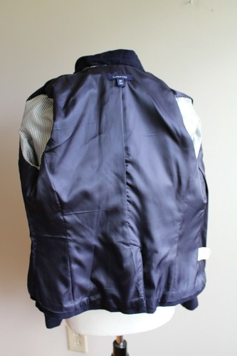 Lands End 8P Petite Navy Blue Wool Blend Blazer Metal Button Ribbon Trim College - Picture 9 of 11
