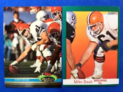 NFL - Mike Baab 1991 Topps Stadium Club & 1991 Fleer Football - Browns