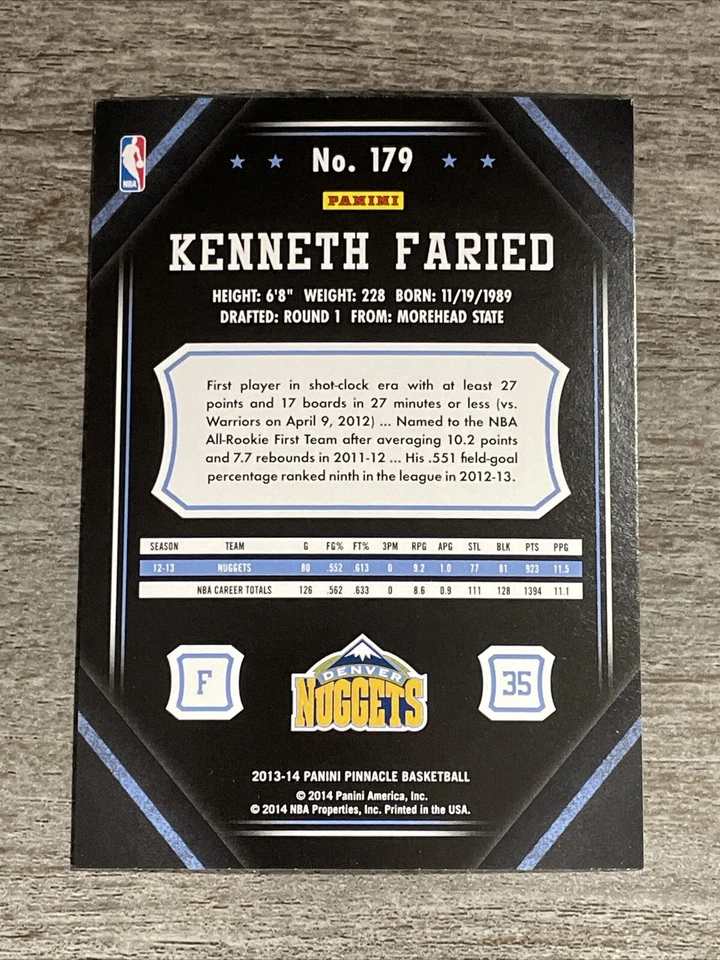Kenneth Faried 2013-14 Panini Pinnacle Nuggets #179   *8694* - Image 2 of 2