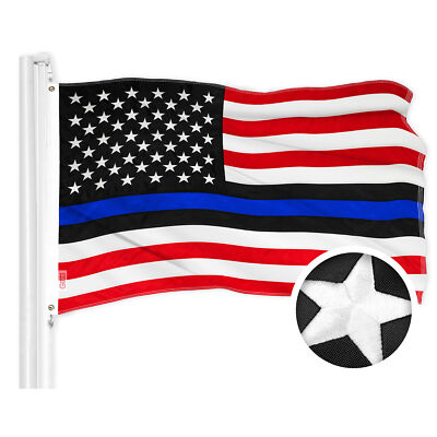G128 Blue Lives Matter Flag 3x5 Ft ToughWeave Series Embroidered 300D Polyester