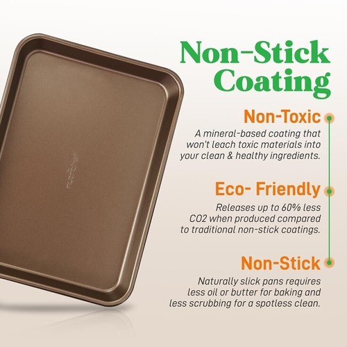 NutriChef Antihaft 2 Stück Backen Metall Keks Blech Set, Rose Gold NC2TRBK1 - Bild 4 von 8